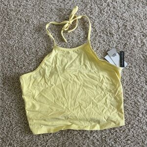 BP Yellow Crop Tie Front Tank Top